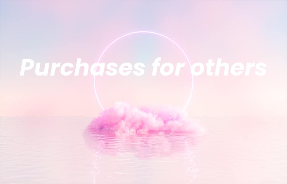 Picture of a spiritual background with the words Purchases for others written on it