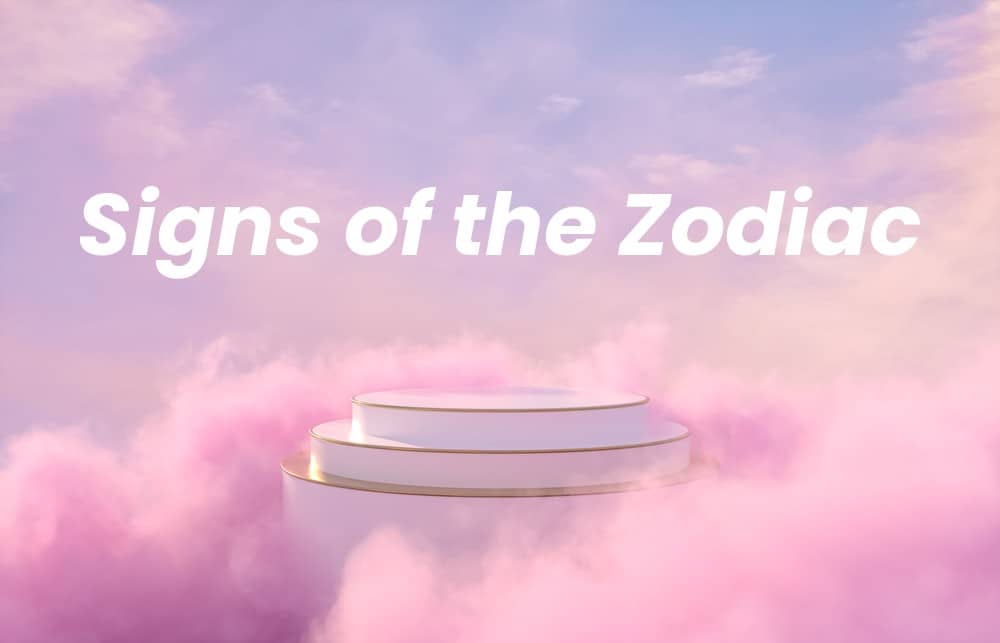 Picture of a spiritual background with the words Signs of the Zodiac written on it